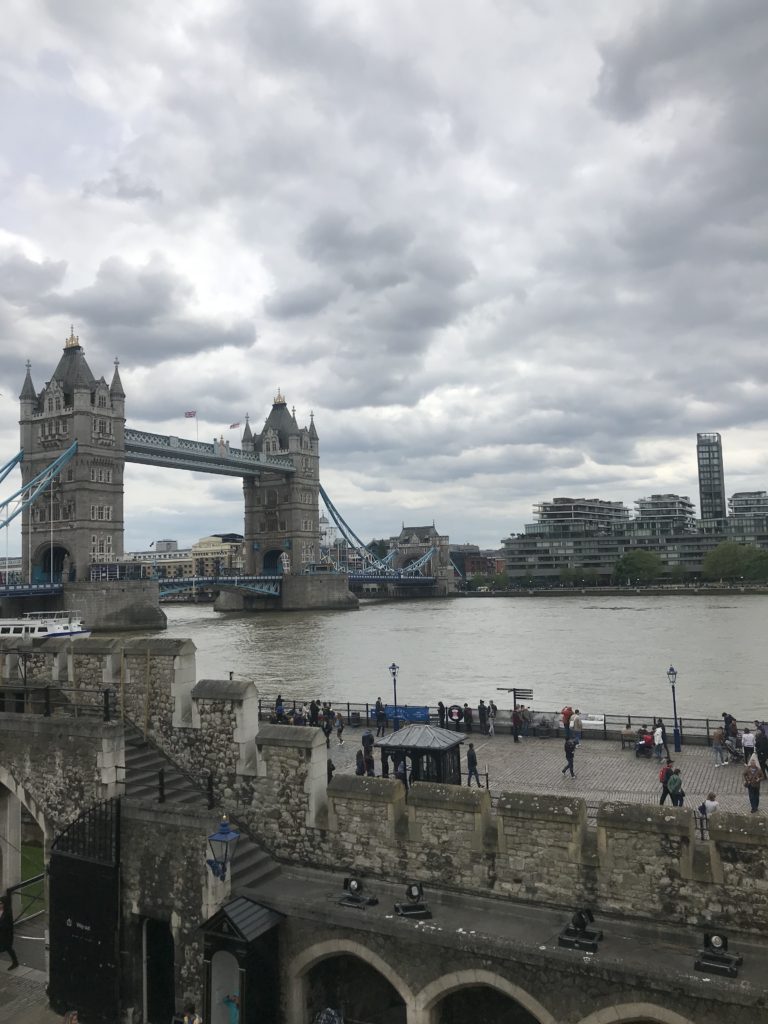 The Tower Bridge as viewed from the Tower of London.